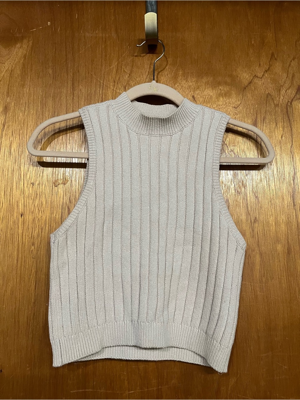 Knit ribbed tank ~ small tan unbranded NWOT